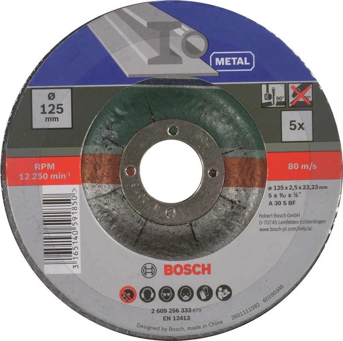 Bosch Slijpschijven Set 125mm Metaal - 5 Stuks