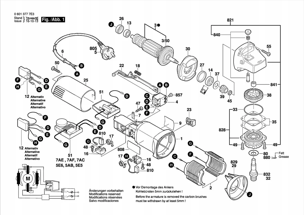 Bosch Koolborstelhouder 1619P01811 - GWS 850 CE
