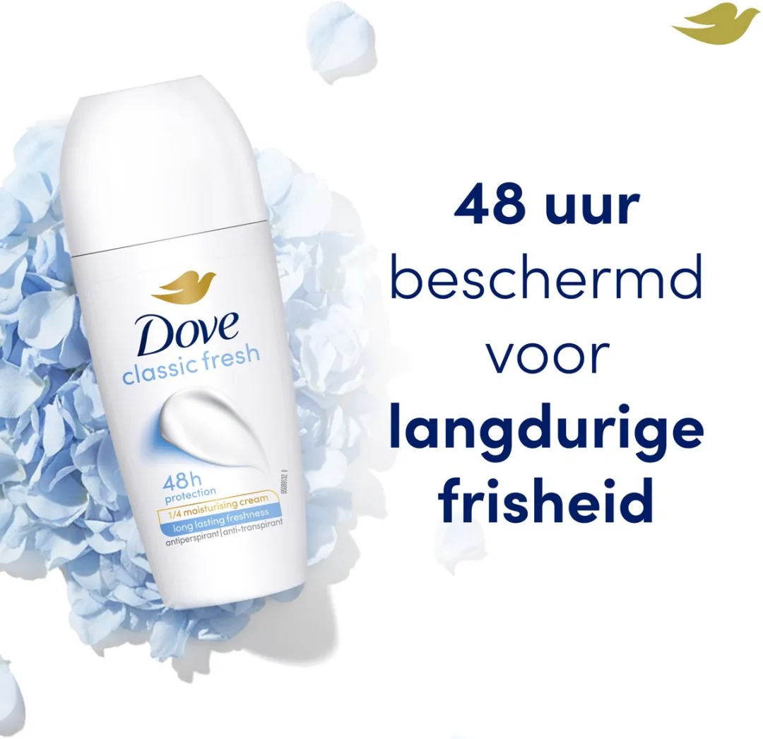 Dove Anti-Transpirant Deodorant Roller Classic Fresh - 6x50ml