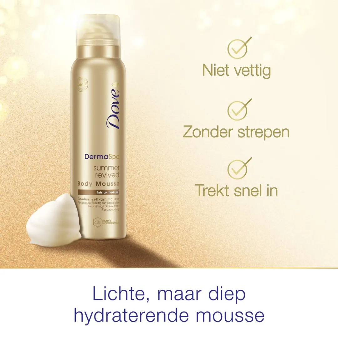 Dove DermaSpa Zelfbruiner Tanning Mousse Fair-Medium 150ml - afbeelding 6 van 6