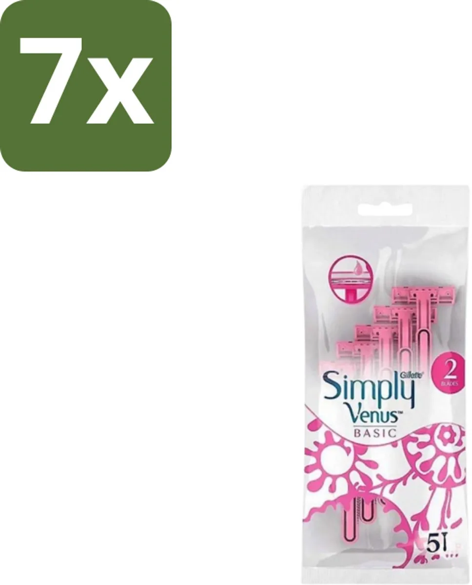 Gillette Venus Simply Venus Wegwerpscheermesjes 5 Stuks - 2 Mesjes - Roze