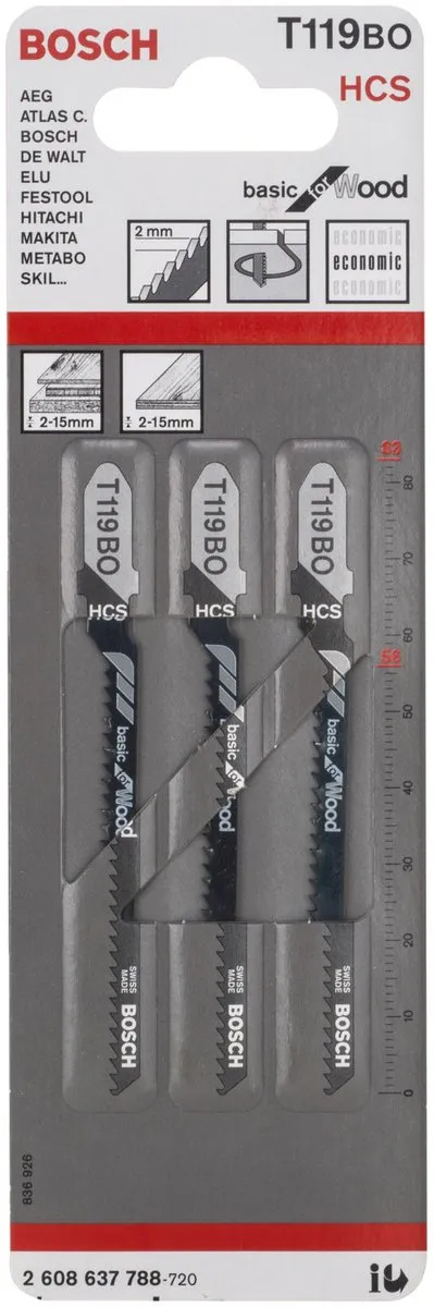Bosch T 119 BO Basic Decoupeerzaagbladen - 3 Stuks