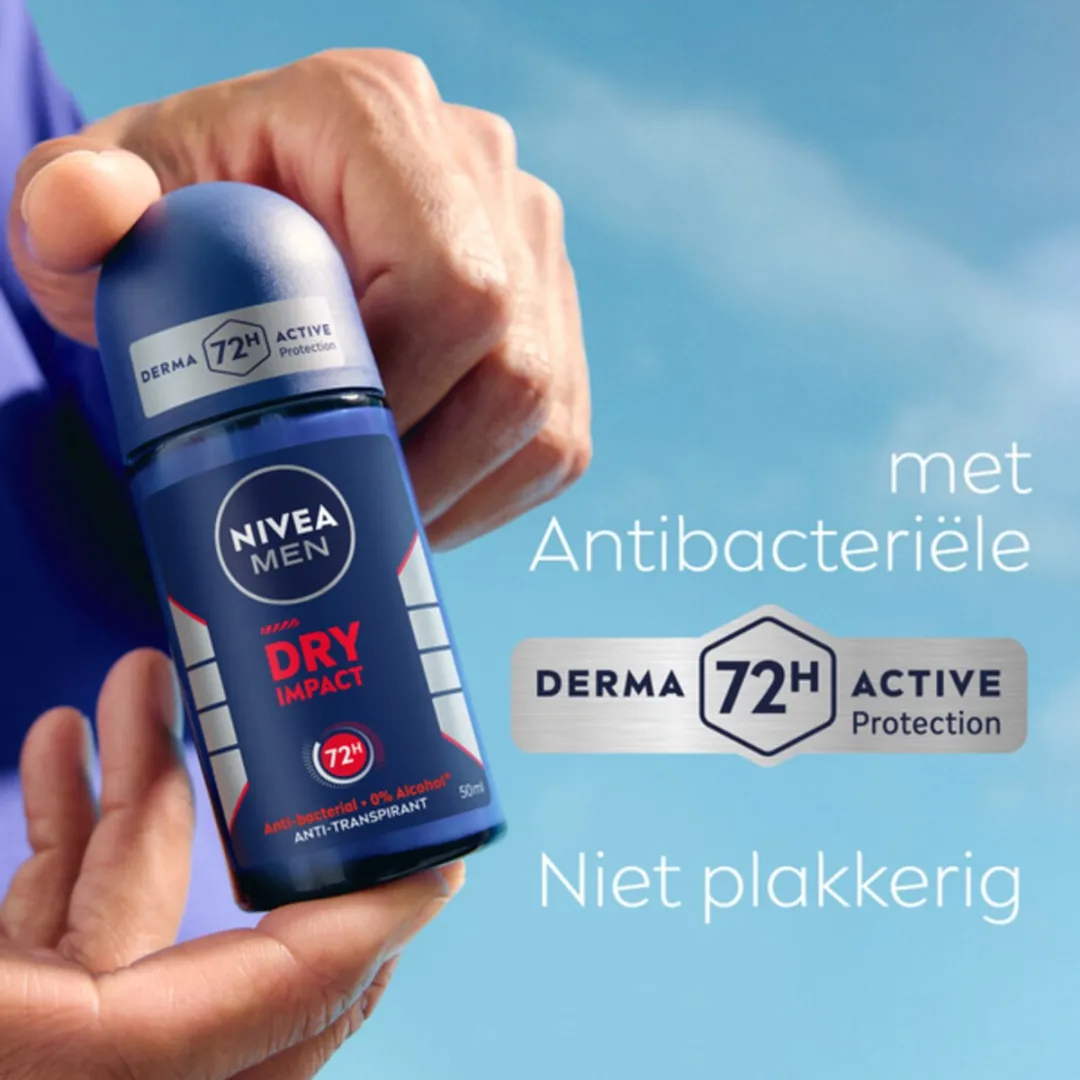 NIVEA Men Deodorant Roller Dry Impact 50ml - 3 Stuks