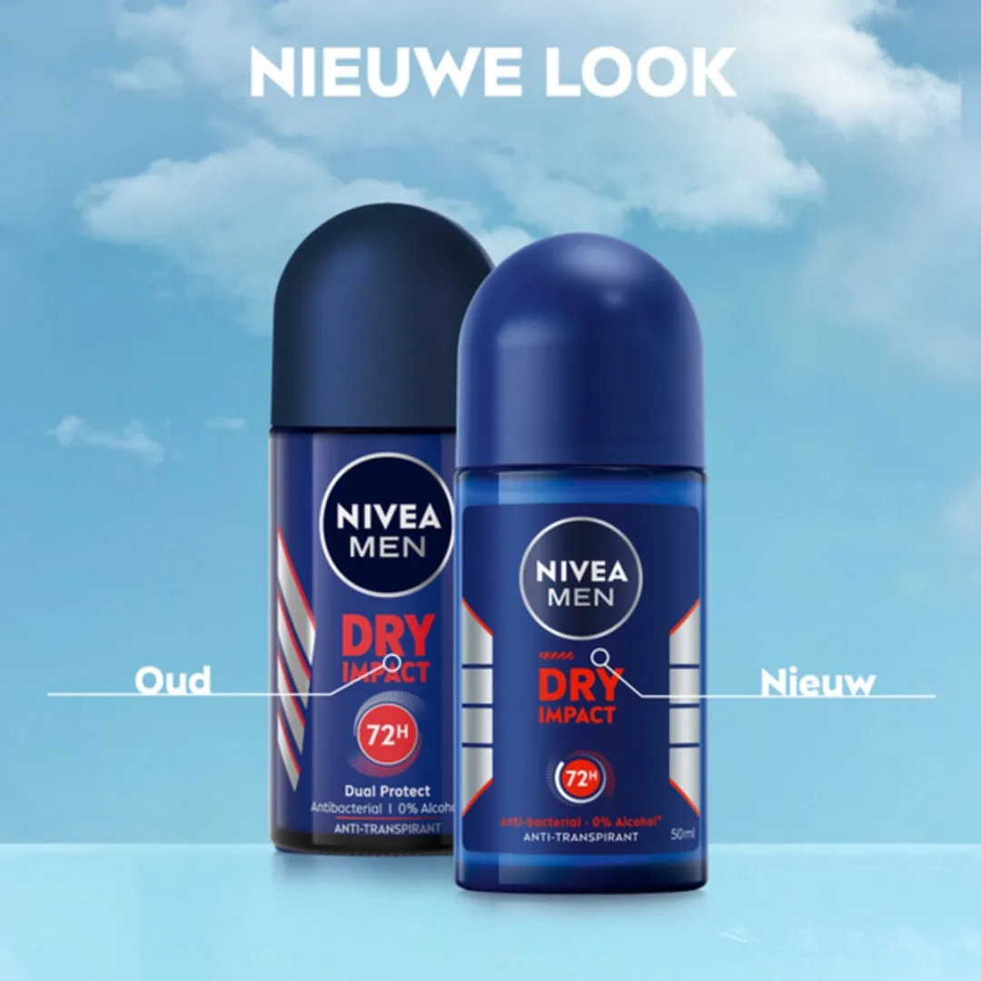 NIVEA Men Deodorant Roller Dry Impact 50ml - 3 Stuks