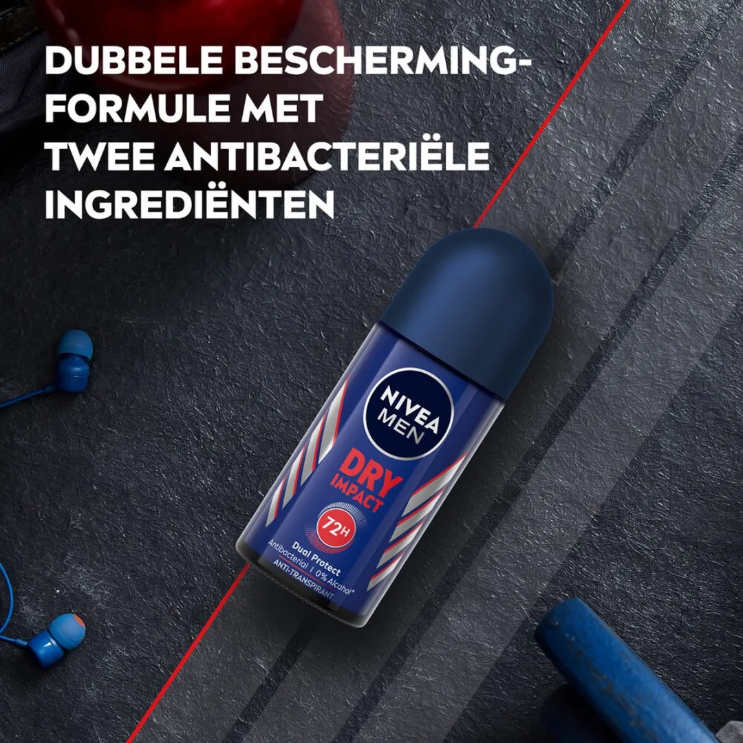 NIVEA Men Deodorant Roller Dry Impact 50ml - 3 Stuks