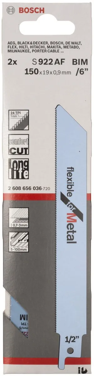 Bosch Reciprozaagblad S 922 AF Metaal - 2 Stuks