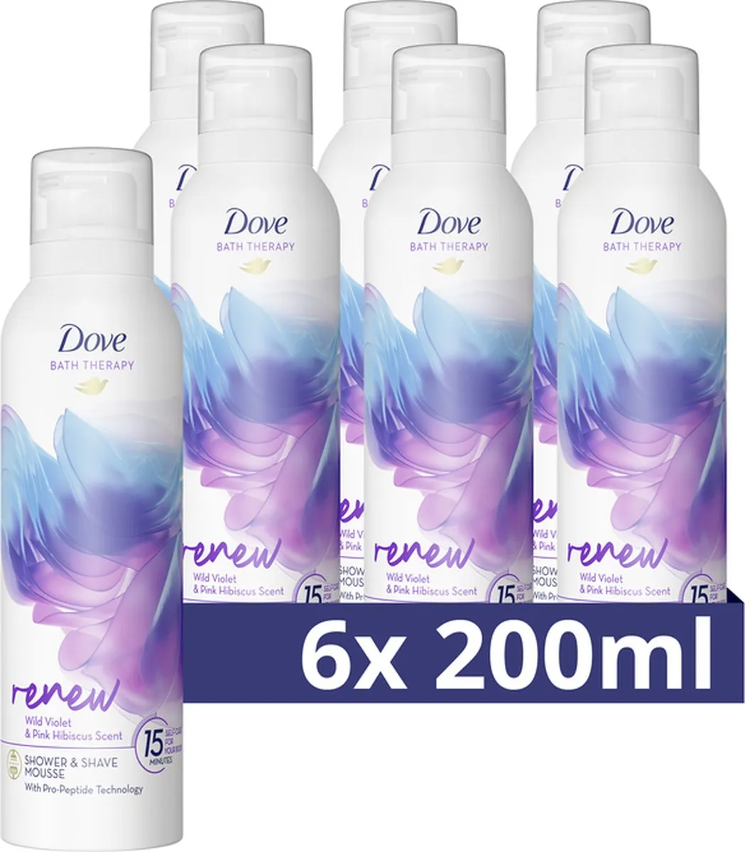 Dove Bath Therapy Renew Douche- & Scheerschuim 200ml - 6 Stuks
