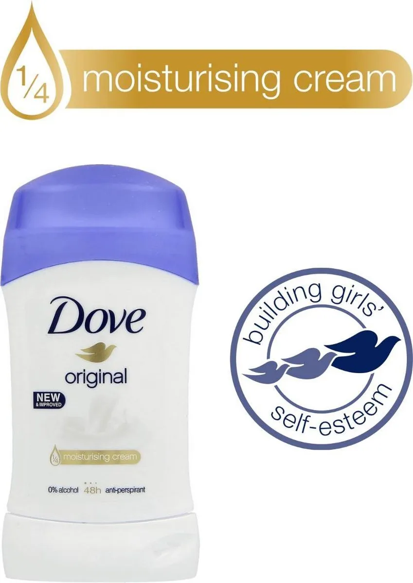 Dove Original Deo Stick 40ml - 0% Alcohol - 48 Uur