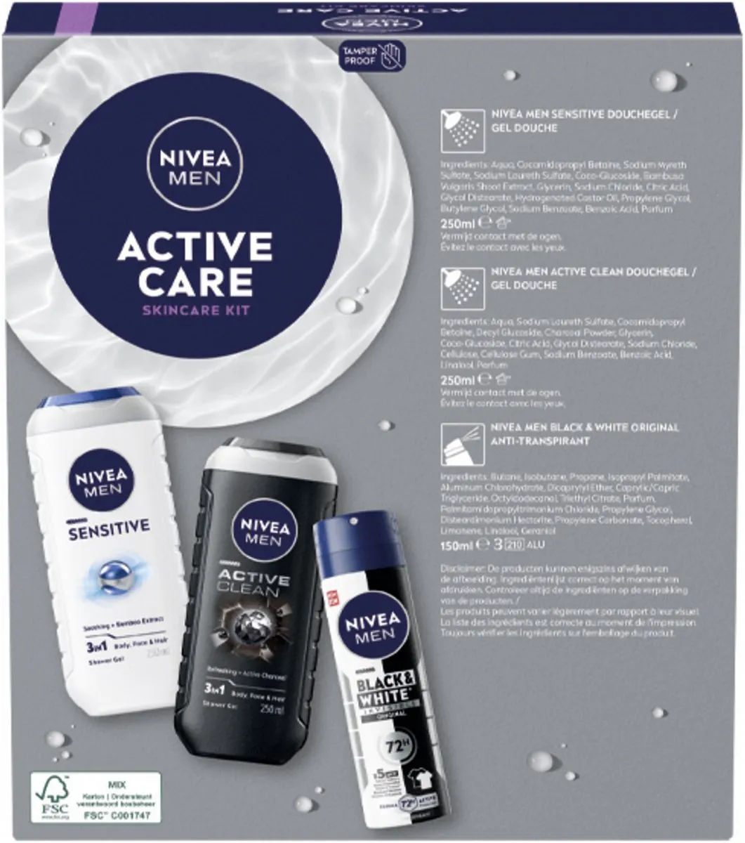 NIVEA MEN Active Care Geschenkset - 650ml - 3 Stuks