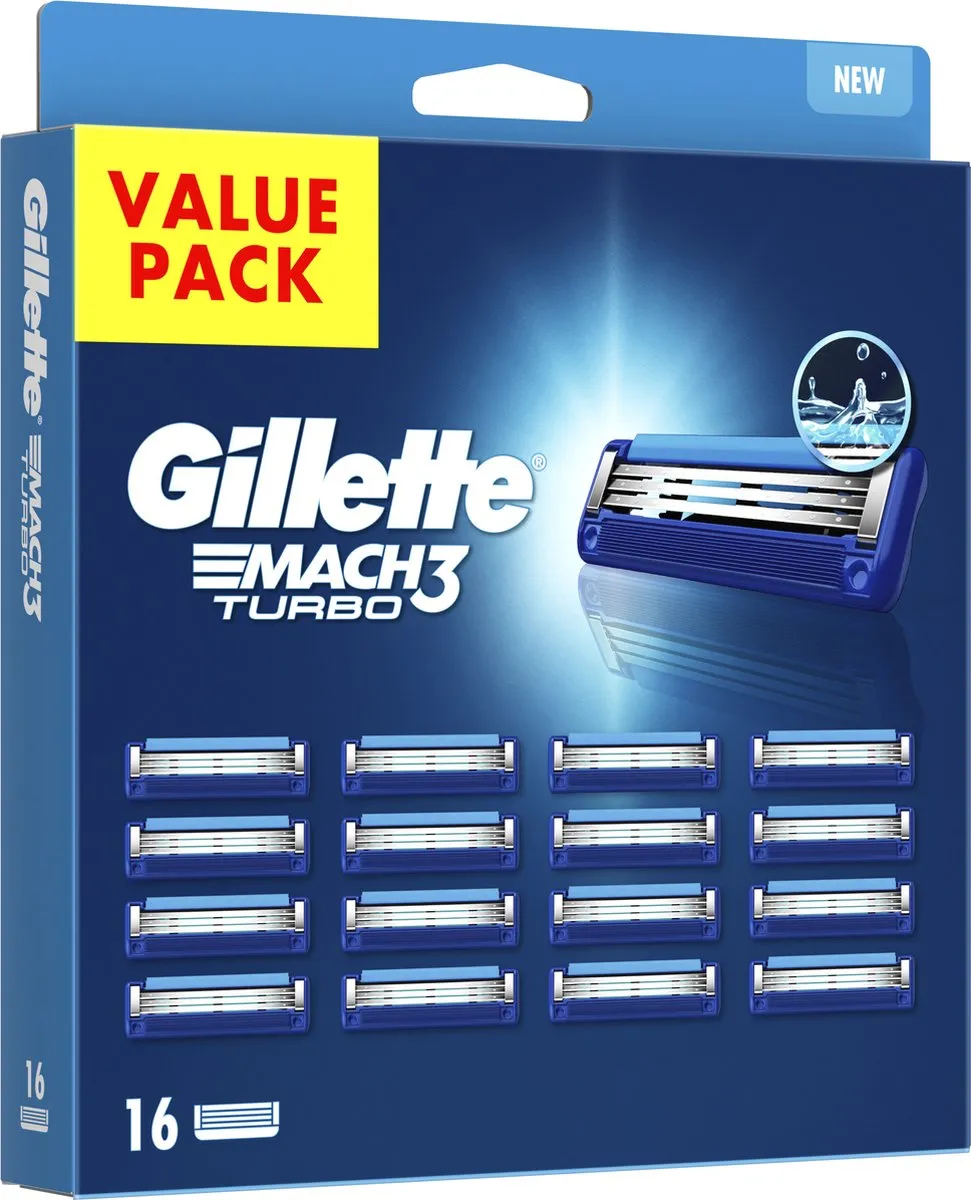 Gillette Mach3 Turbo Scheermesjes - 16 Stuks