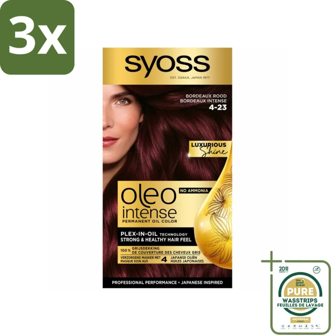 Syoss Oleo Intense Haarverf 4-23 Bordeaux Rood - 3x115ml