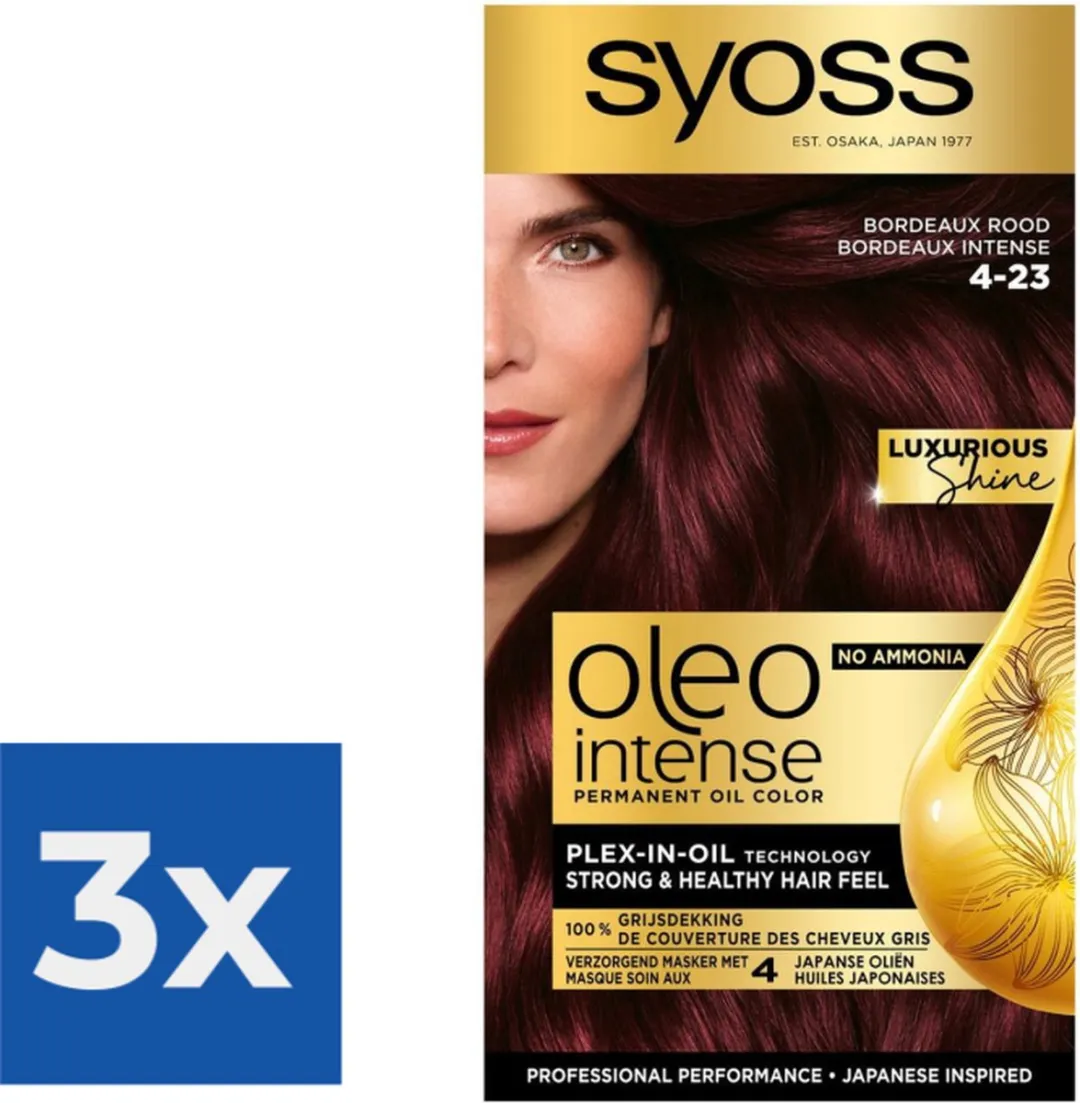 Syoss Oleo Intense Haarverf 4-23 Bordeaux Rood - 3x115ml