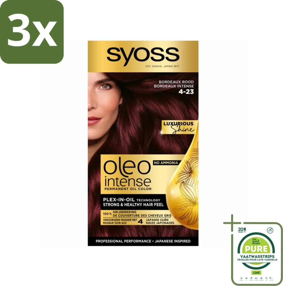 Syoss Oleo Intense Haarverf 4-23 Bordeaux Rood - 3x115ml