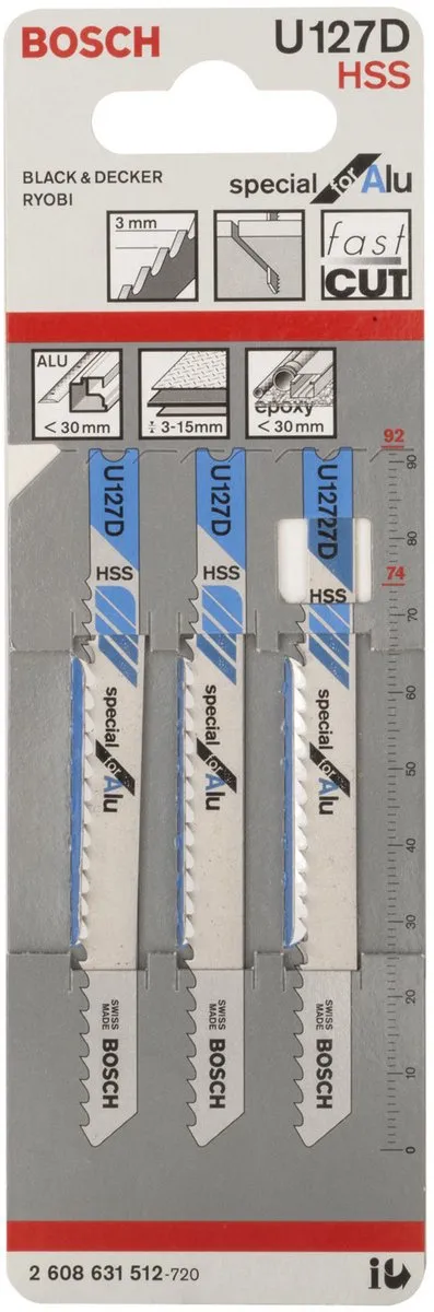 Bosch Decoupeerzaagblad U 127 D Special for Alu - 3 Stuks
