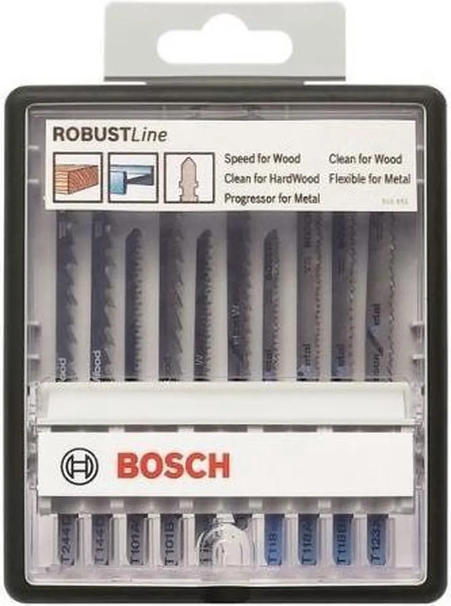 Bosch Robust Line Decoupeerzaagbladen 10-delig - T-schacht - Hout/Aluminium