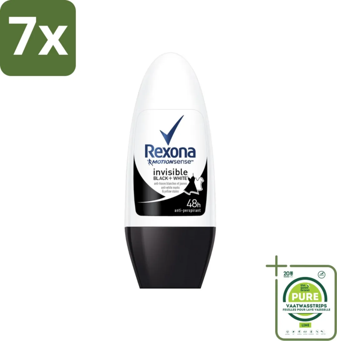 Rexona Invisible Black & White Deo Roller 350ml - 7 Stuks