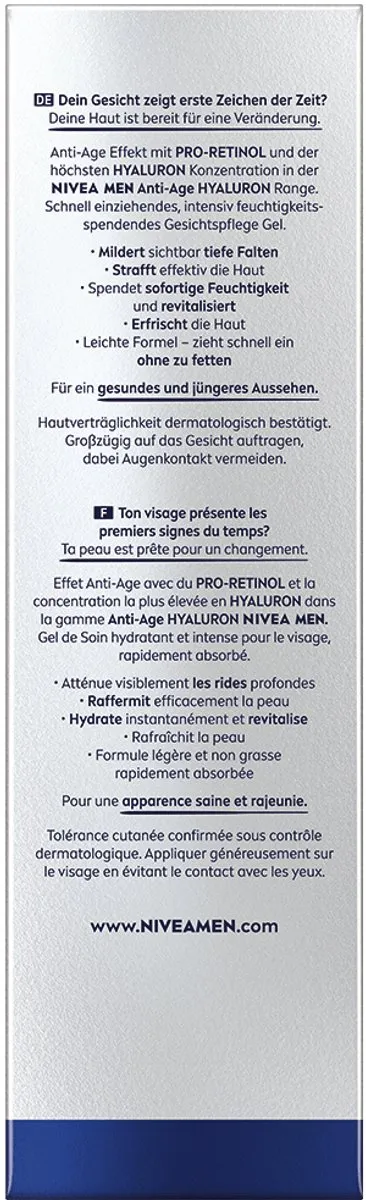 NIVEA Men Anti-Age HyaluronHydro GezichtsGel 50ml