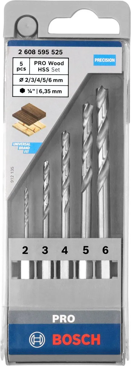 Bosch Hout-spiraalboorset 5-delig 2-6mm