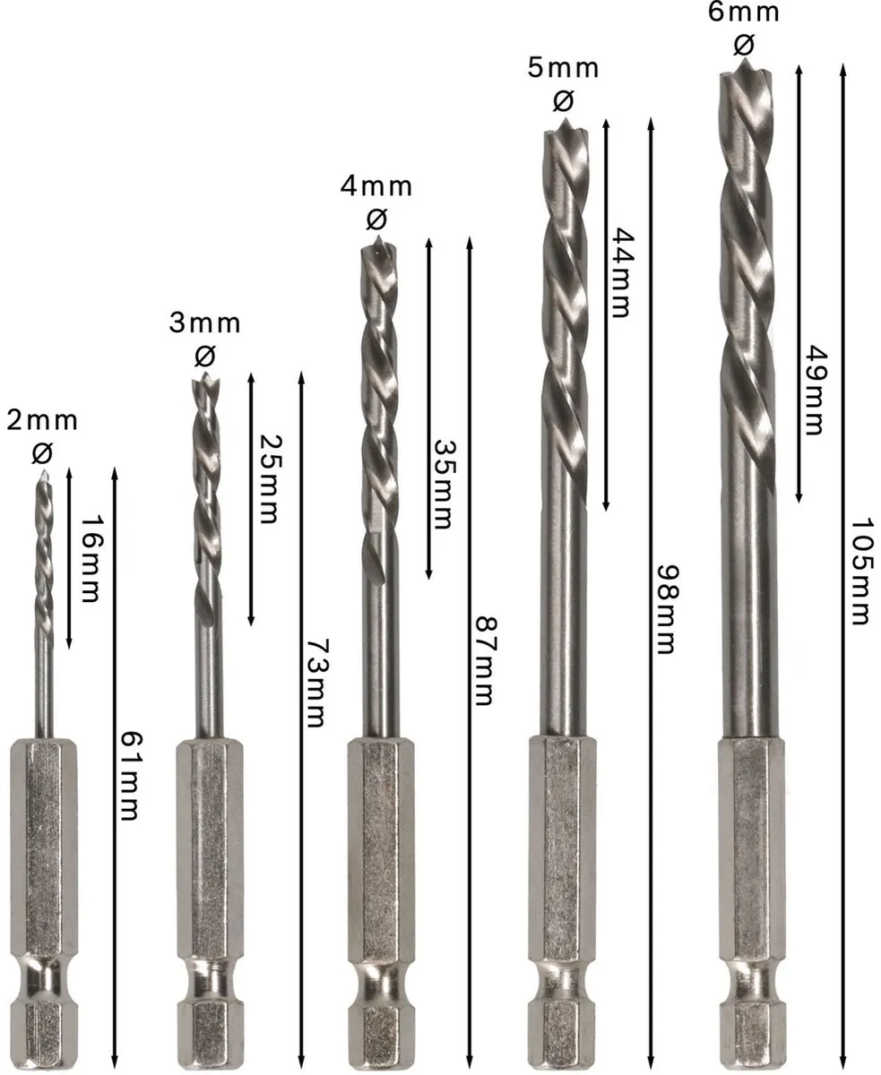 Bosch Hout-spiraalboorset 5-delig 2-6mm