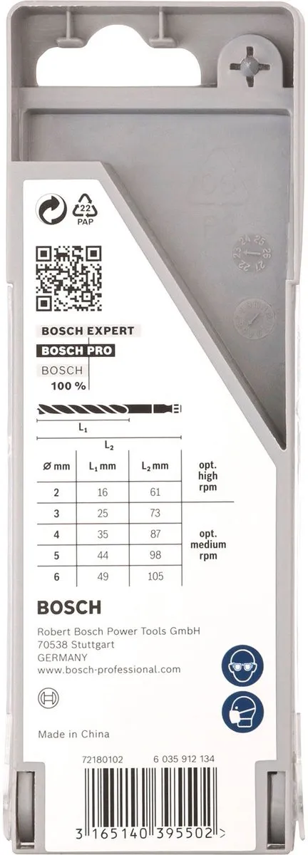 Bosch Hout-spiraalboorset 5-delig 2-6mm - afbeelding 6 van 6