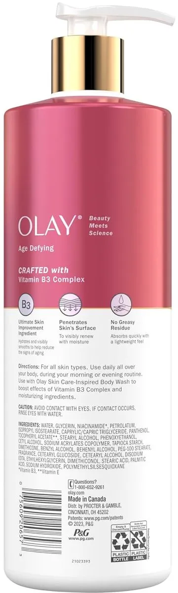 Olay - Age Defying & Hydrating Niacinamide Hand and Body Lotion - Veroudering Bestrijdende Lotion - 502ml