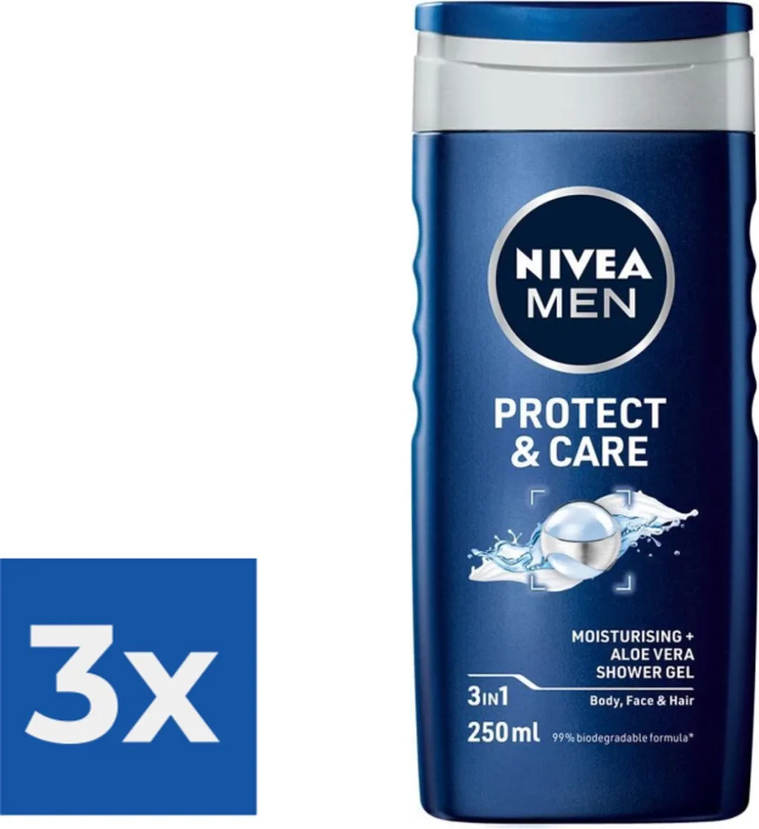 NIVEA Men Douchegel Protect & Care 750ml - 3 Stuks
