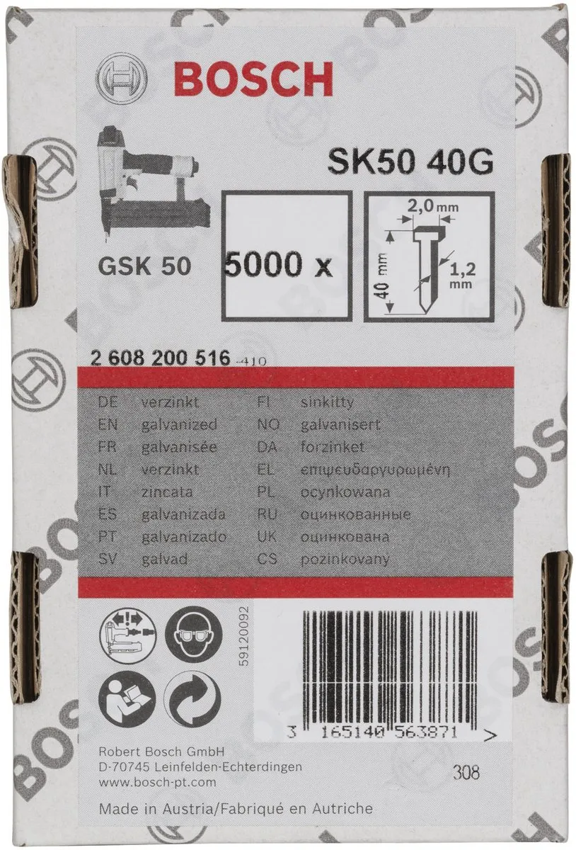 Bosch SK50 Nagel met verzonken kop 40G - 1 Stuk