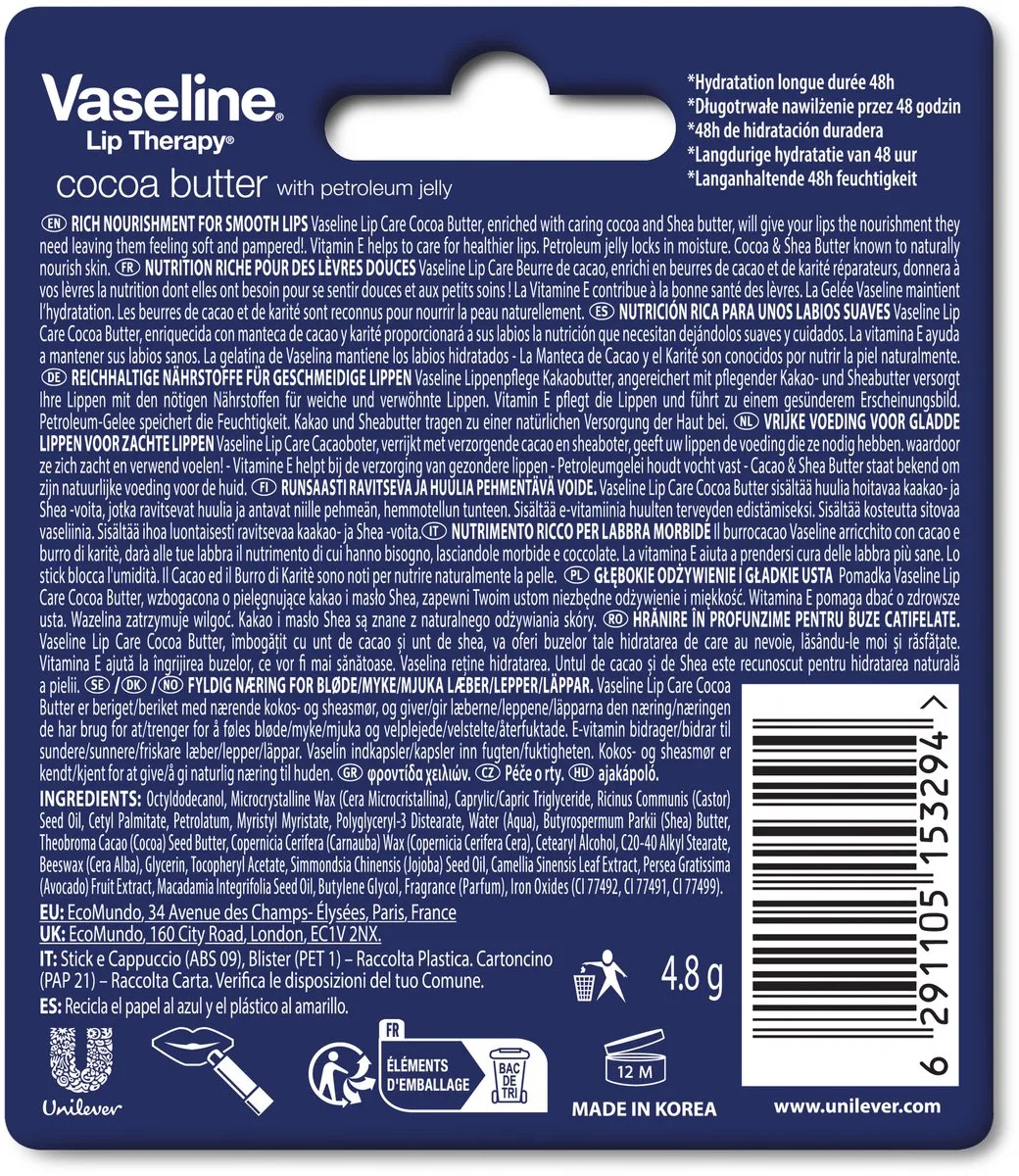 Vaseline Lip Therapy Cocoa Butter Lippenbalsem - 14.4g