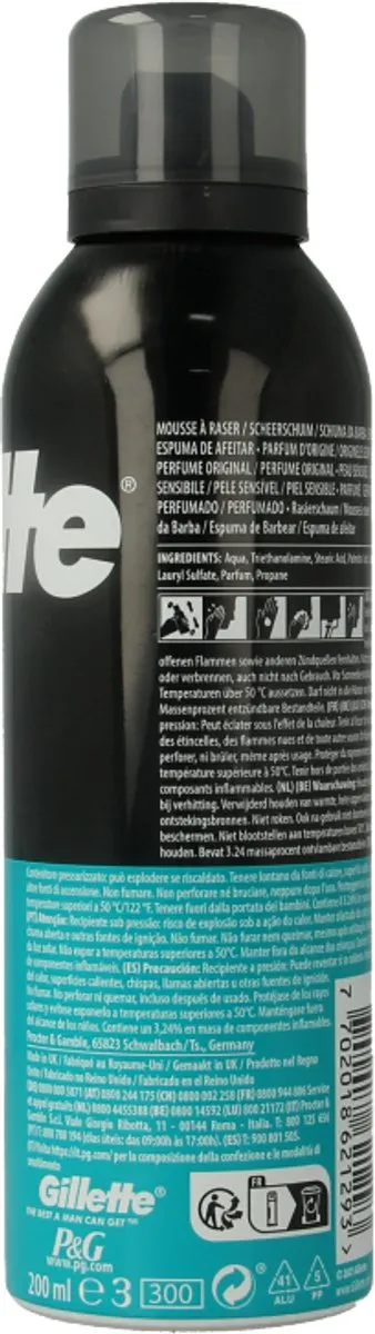 Gillette Classic Sensitive Scheerschuim 200ml - afbeelding 6 van 6