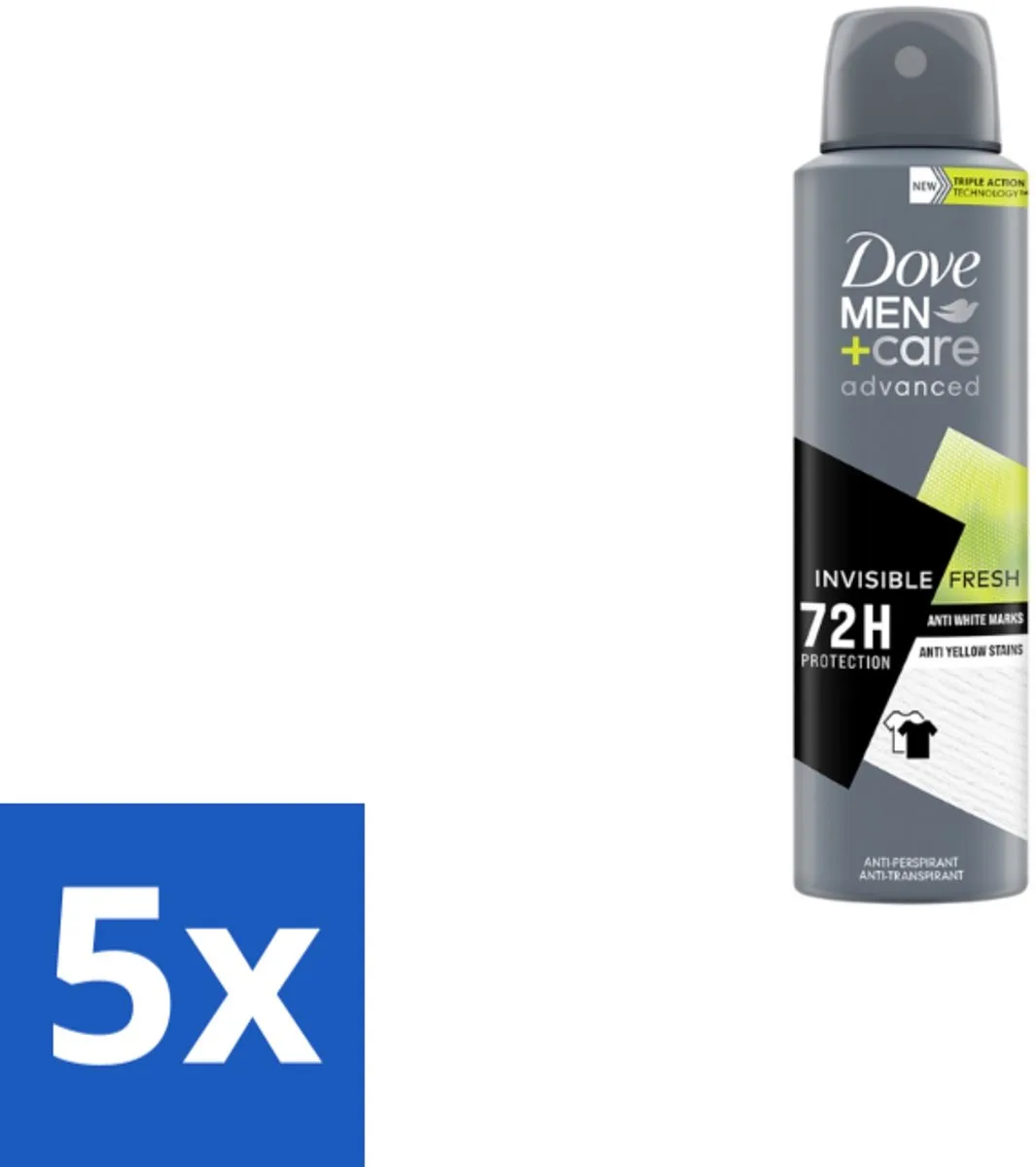 Dove Men+Care Advanced Invisible Fresh Deodorant Spray 150ml - 5 Stuks