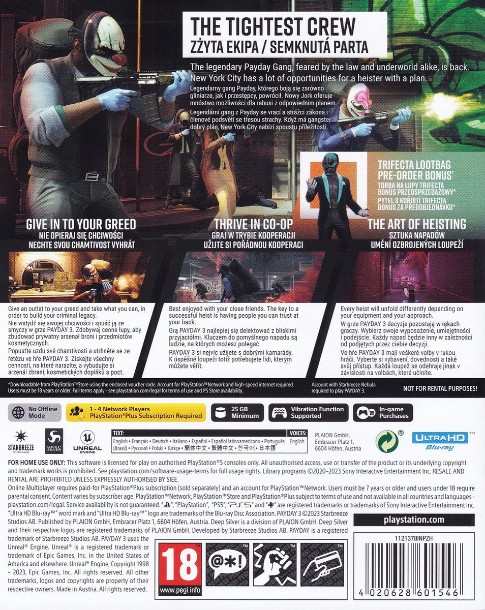PAYDAY 3 - Day One Edition - EN PL CZ PS5