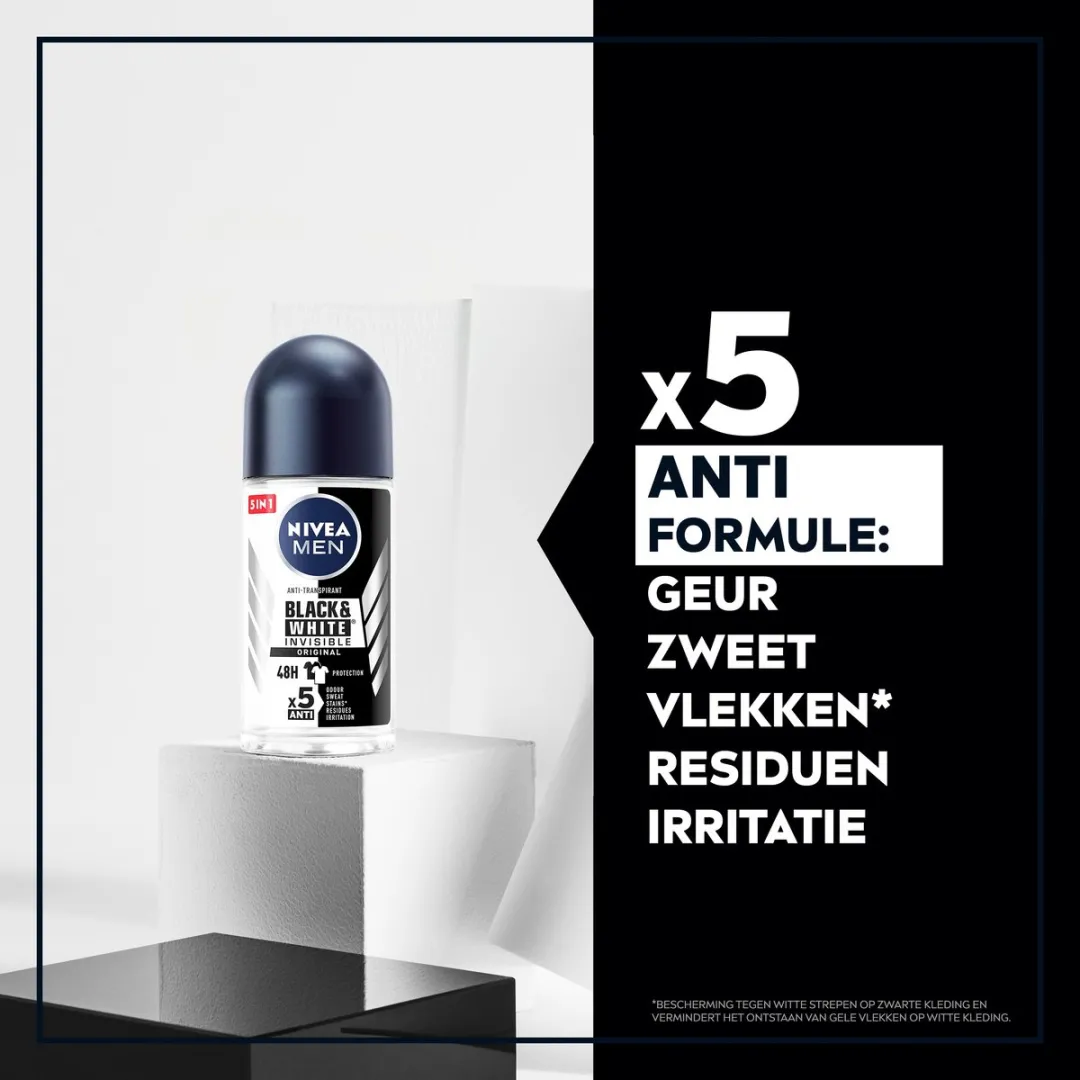 NIVEA MEN Invisible for Black & White Anti-Transpirant Roller - 300ml - afbeelding 6 van 6