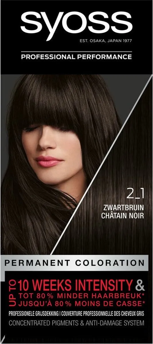 SYOSS Color Baseline 2-1 Permanent Haarkleuring Natuurlijk Zwart Bruin 115ml