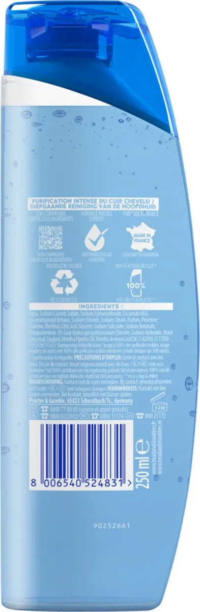 Head & Shoulders Pure Intense Shampoo 250ml - 6 Stuks