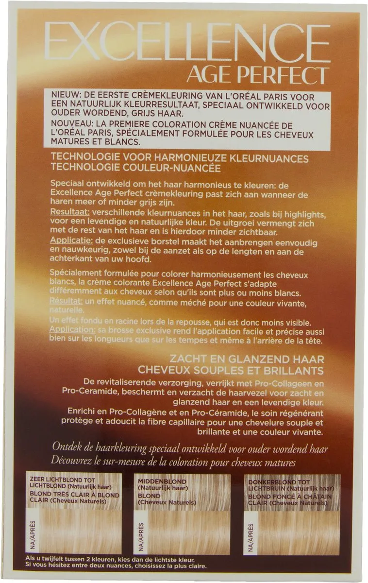 L'Oréal Paris Excellence Age Perfect 9.13 Haarverf - Zeer Licht As Goudblond - afbeelding 6 van 6