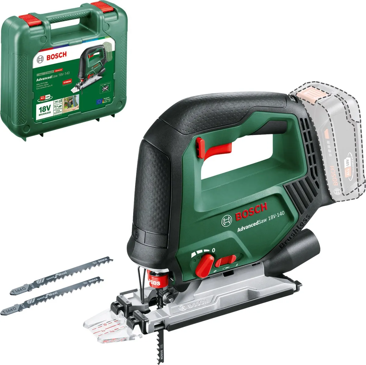 Bosch AdvancedSaw 18V-140 Accudecoupeerzaag - 3 Zaagbladen
