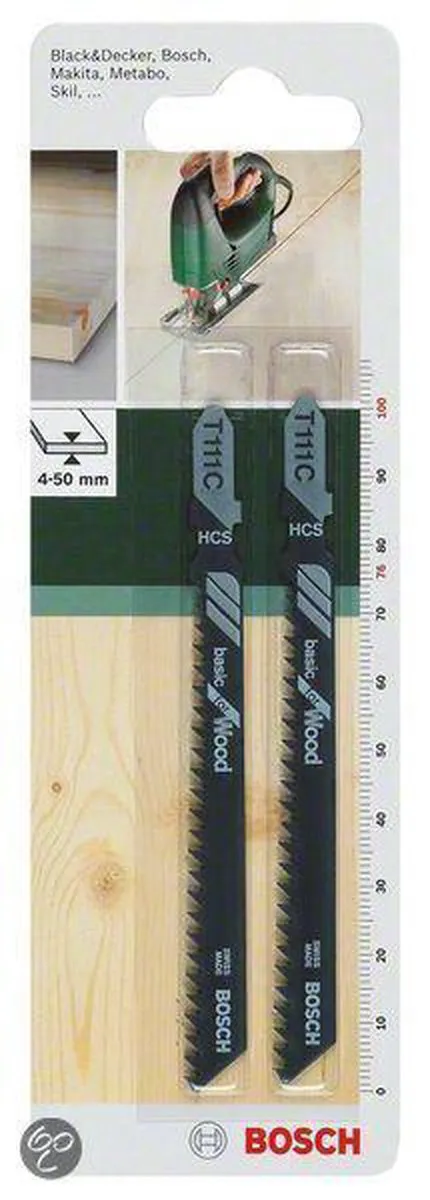 Bosch HCS T 111 C Decoupeerzaagblad - 2 Stuks - Hout