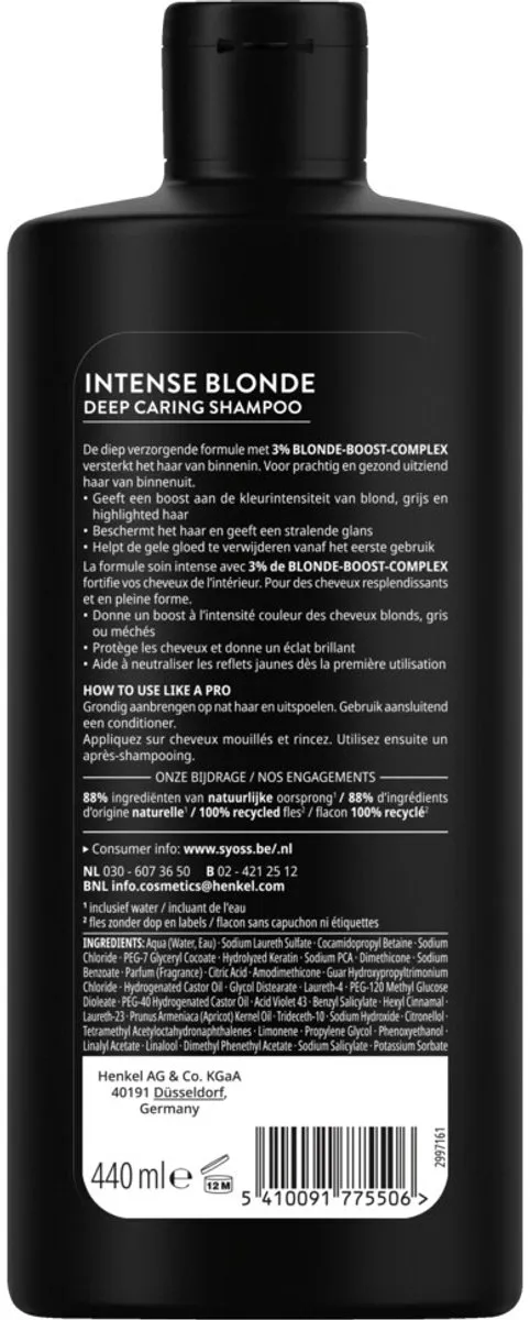 SYOSS Blond Shampoo 440ml - 24 Stuks