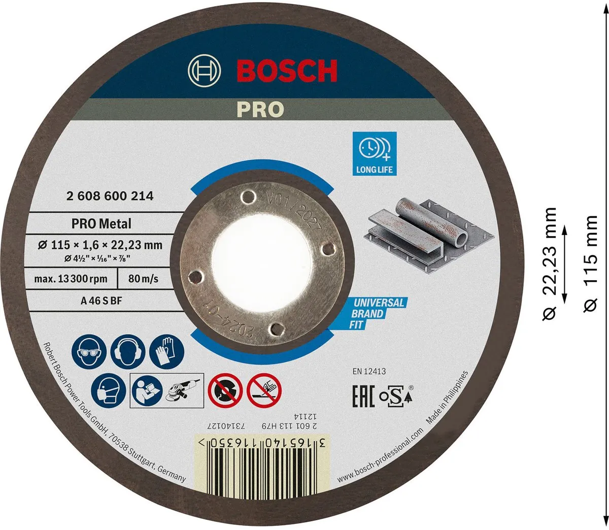 Bosch Expert for Metal AS 46 S Doorslijpschijf 115mm - Metaal