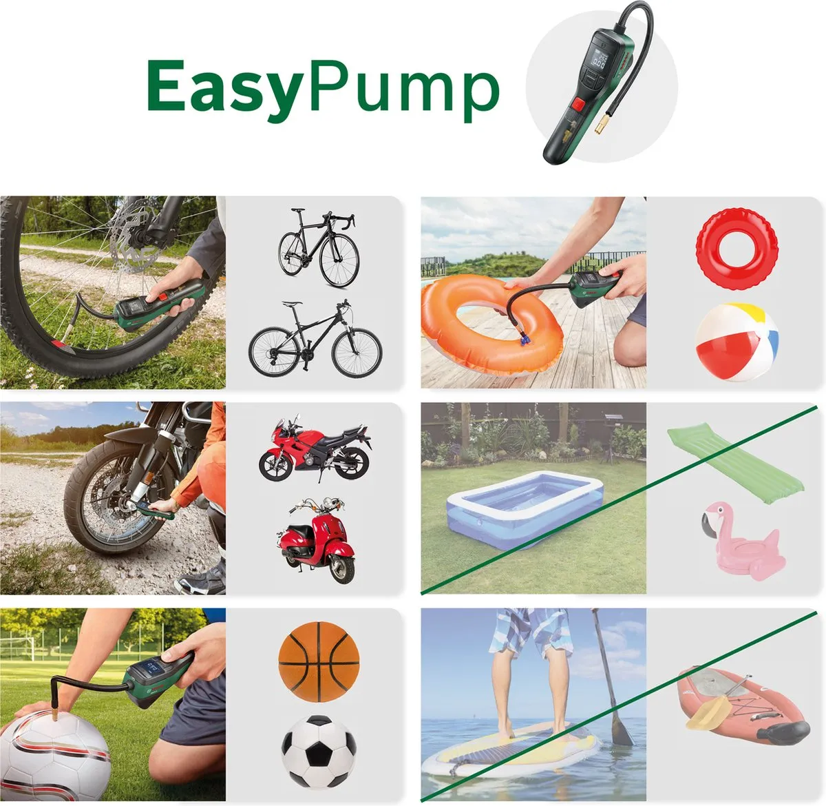 Bosch EasyPump 0603947002 Draagbare Bandenpomp - Groen