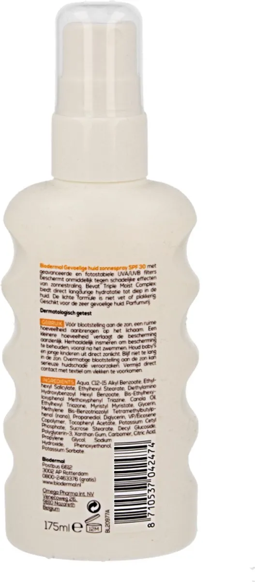 Biodermal Zonnebrandspray Gevoelige Huid SPF 30 175ml - afbeelding 6 van 6