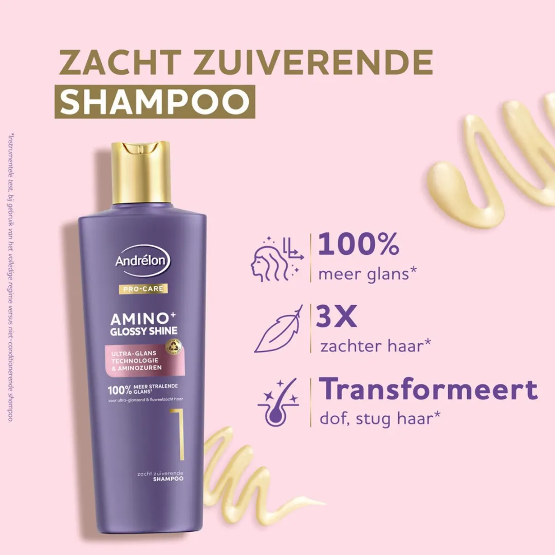 Andrélon Pro Care Amino+ Glossy Shine Shampoo 250ml - 3 Stuks