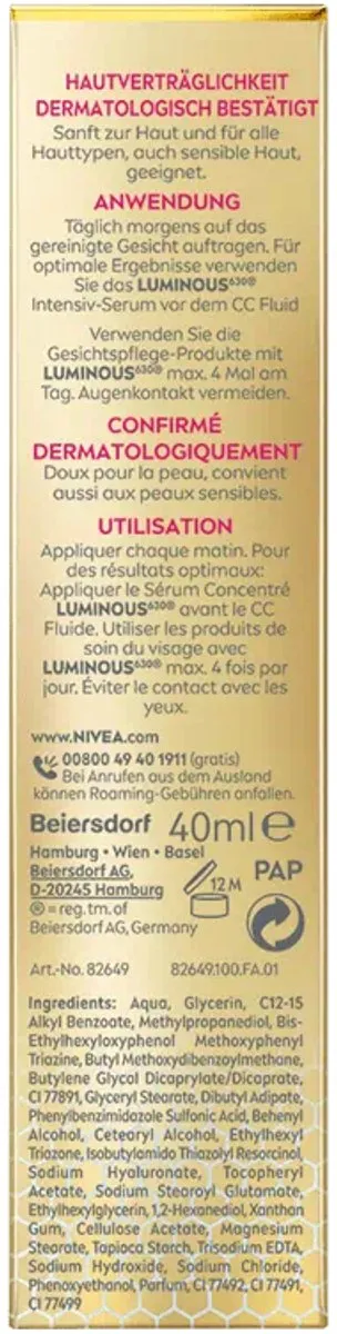 NIVEA LUMINOUS630 CC Fluid Anti-Pigment Vlekken SPF 30 - 40ml