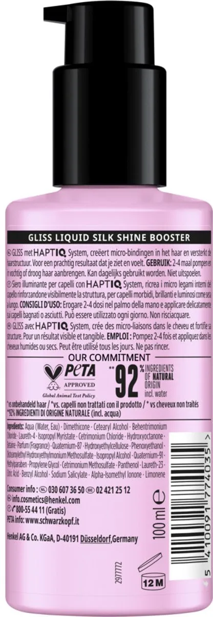 Schwarzkopf Gliss Liquid Silk Shine Booster Haarserum 200ml