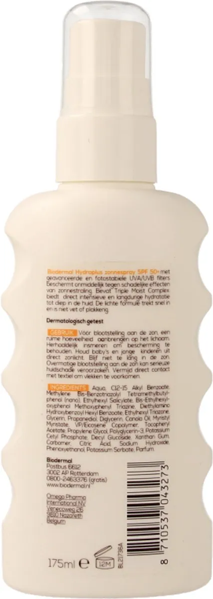 Biodermal Hydraplus Zonnespray SPF 50 - 175ml