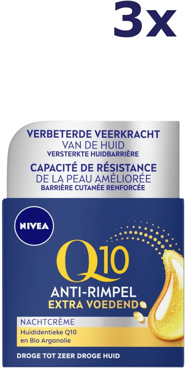 NIVEA Q10 Nachtcrème Anti-Rimpel 150ml - 3x50ml