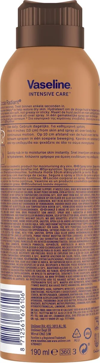 Vaseline Bodylotion Spray Cocoa 190ml - afbeelding 3 van 6