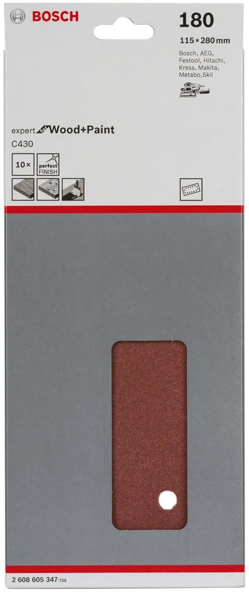 Bosch Schuurbladset 10-delig - 115x280mm - Korrel 180 - afbeelding 6 van 6