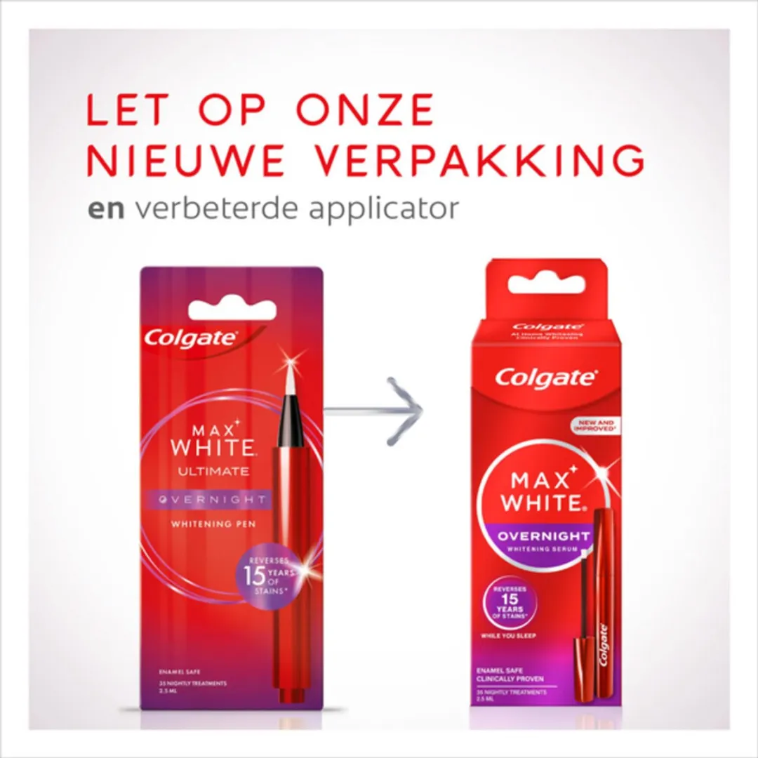 Colgate Max White Overnight Tanden Whitening Serum - 3 x 2,5 ml - Voordeelverpakking