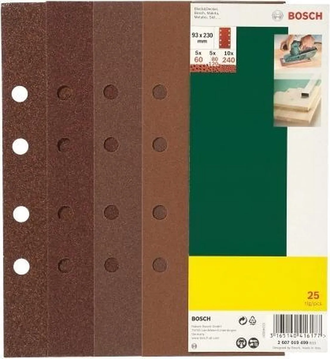 Bosch 25-delige Schuurbladenset Vlakschuurmachine - 93x230mm - Korrel 40